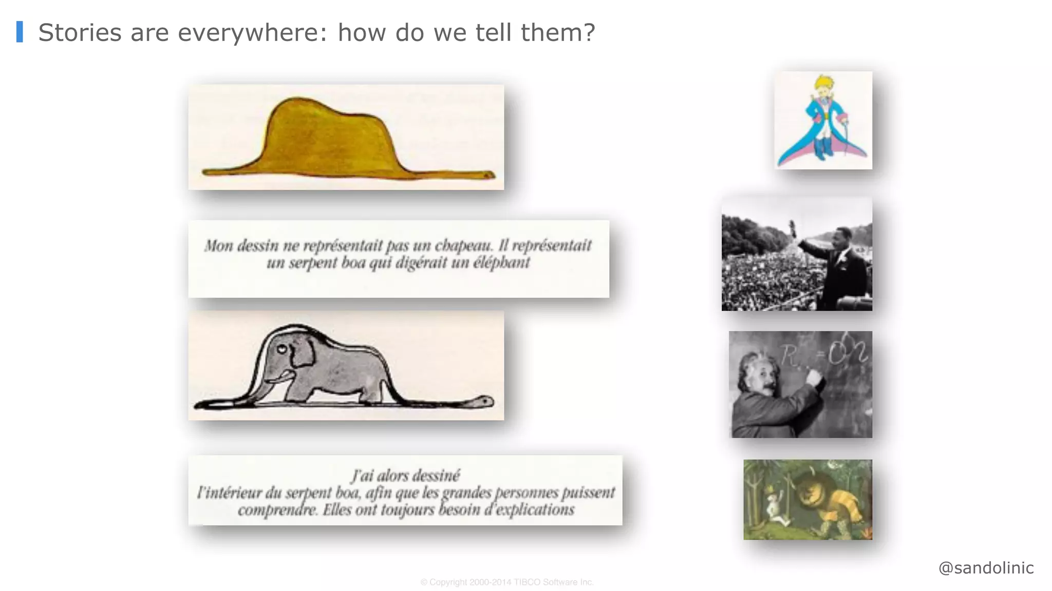 © Copyright 2000-2014 TIBCO Software Inc.
Stories are everywhere: how do we tell them?
@sandolinic
 