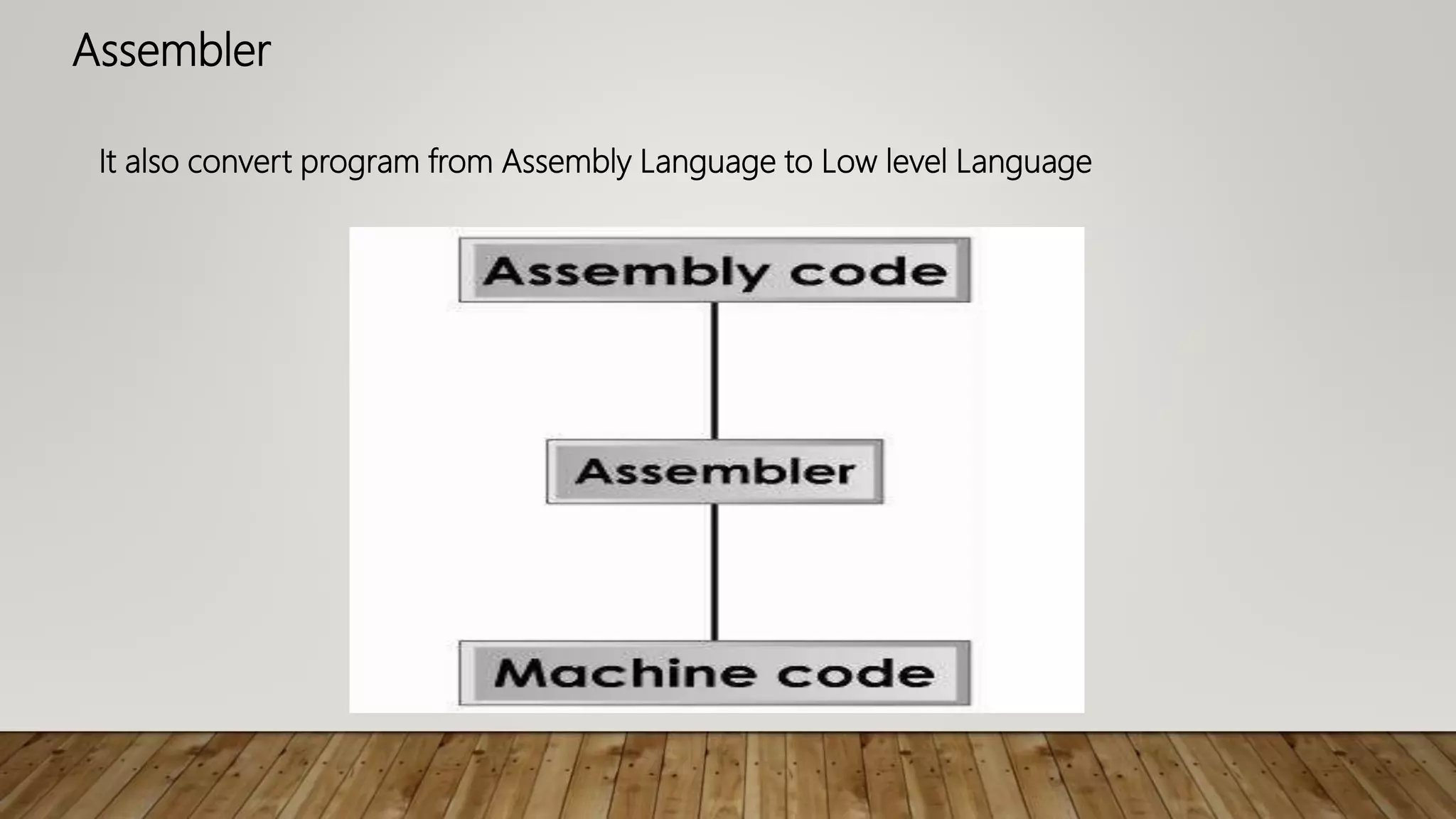 Assembler
It also convert program from Assembly Language to Low level Language
 