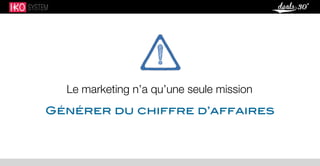 Le marketing n’a qu’une seule mission
Générer du chiffre d’affaires
 
