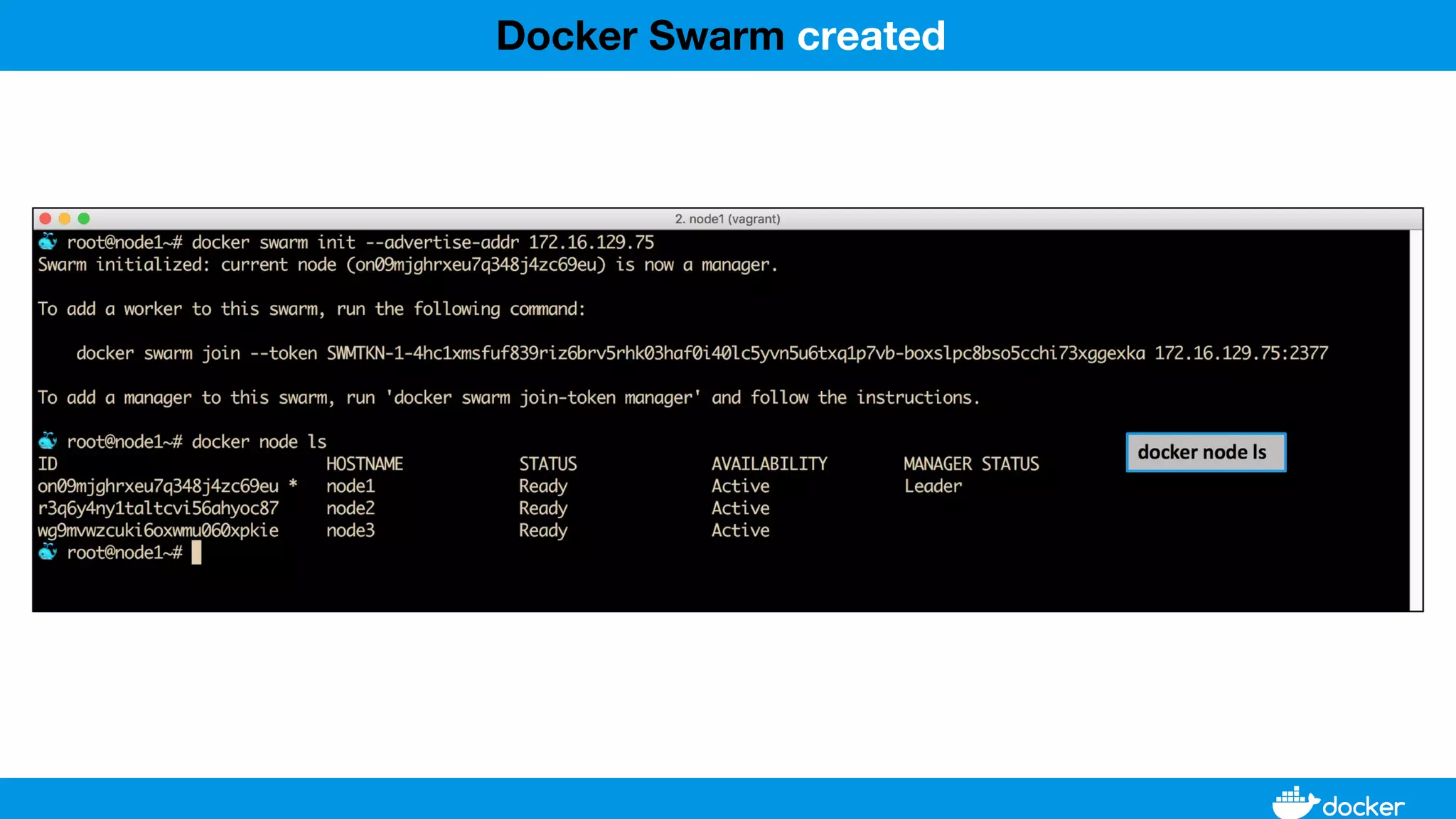 Docker Swarm created
 