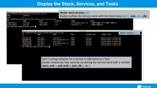 Display the Stack, Services, and Tasks
 