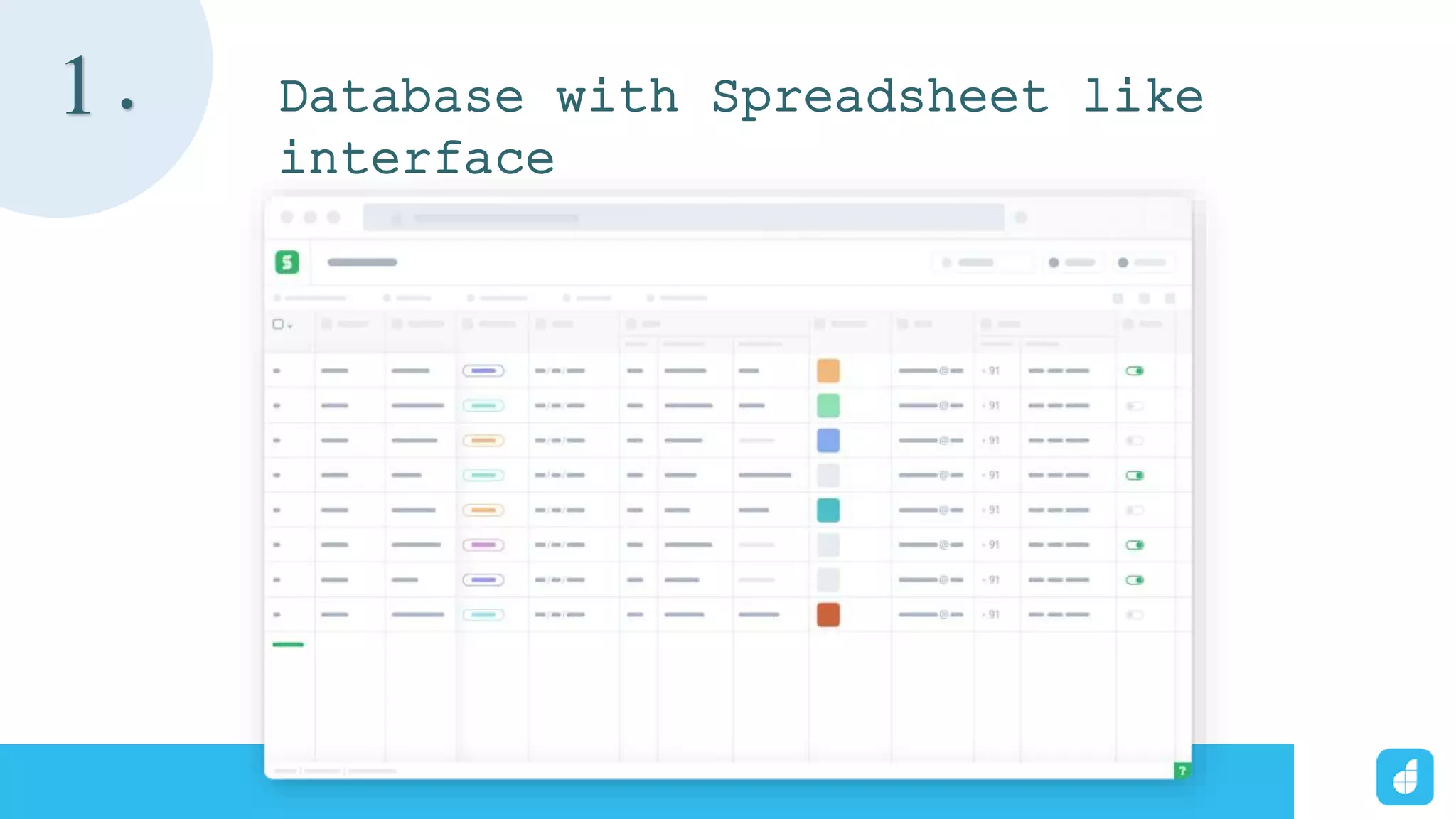 Database with Spreadsheet like
interface
1.
 