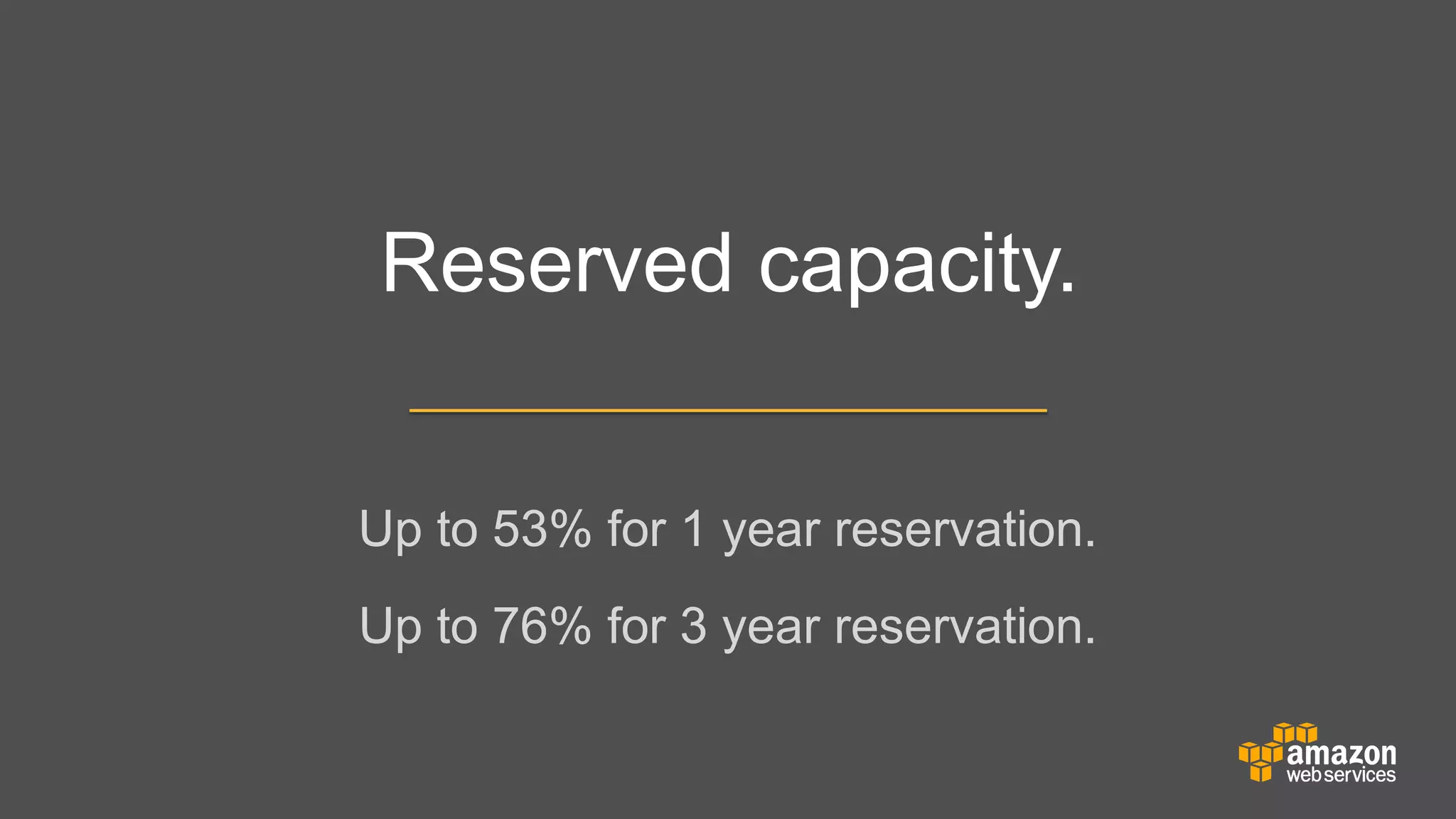 Reserved capacity.
Up to 53% for 1 year reservation.
Up to 76% for 3 year reservation.

 