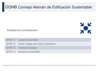 DGNB Consejo Alemán de Edificación Sustentable
Calidad de Localización
 