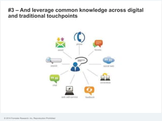 © 2014 Forrester Research, Inc. Reproduction Prohibited
#3 – And leverage common knowledge across digital
and traditional touchpoints
 
