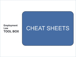 Employment
Law
TOOL BOX
             CHEAT SHEETS



             ManpowerGroup | Wednesday, July 25, 2012   5
 