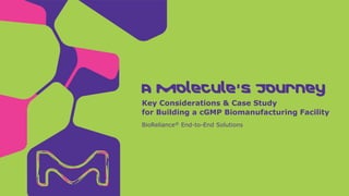 BioReliance® End-to-End Solutions
Key Considerations & Case Study
for Building a cGMP Biomanufacturing Facility
A Molecule’s Journey
 