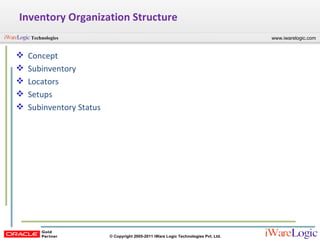 Inventory Organization Structure Concept Subinventory Locators Setups Subinventory Status  