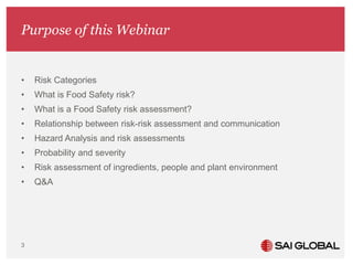 SAI Global Webinar: Tips to conduct an effective food safety risk ...