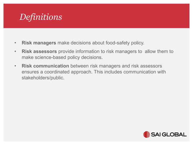 SAI Global Webinar: Tips to conduct an effective food safety risk ...