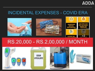 INCIDENTAL EXPENSES - COVID ERA
RS.20,000 - RS.2,00,000 / MONTH
 