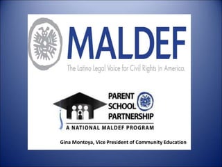 MALDEF
FOUNDED IN 1968, IS THE NATION’S LEADING LATINO LEGAL CIVIL
RIGHTS ORGANIZATION DESCRIBED AS THE “LAW FIRM OF THE
L...