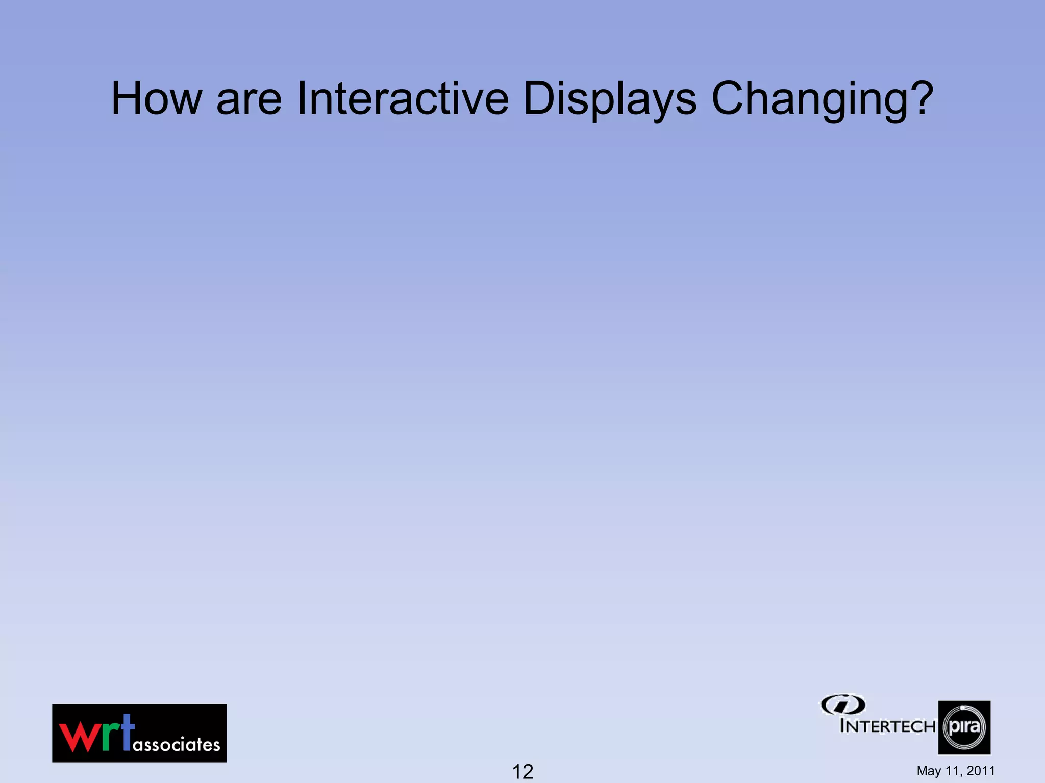 How are Interactive Displays Changing?




                  12                 May 11, 2011
 