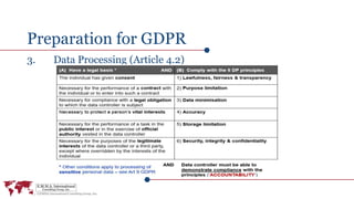 Preparation for GDPR
3. Data Processing (Article 4.2)
 