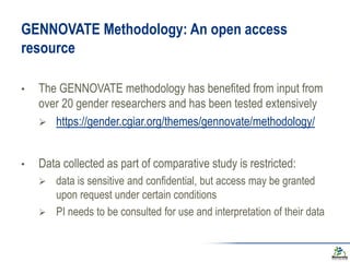 GENNOVATE: Enabling gender equality in agricultural and environmental innovation - Study concepts and methodology
