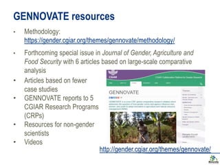 GENNOVATE: Enabling gender equality in agricultural and environmental innovation - Study concepts and methodology