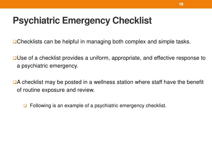 Psychiatric Emergencies A Practical Guide for LTC Facility Staff