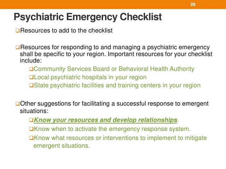 Psychiatric Emergencies A Practical Guide for LTC Facility Staff