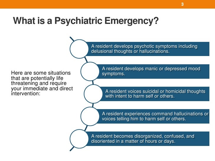 Psychiatric Emergencies A Practical Guide for LTC Facility Staff