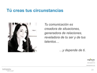 23
www.inginium.es
www.ginaaran.com
Tú creas tus circunstancias
Tu comunicación es
creadora de situaciones,
generadora de ...