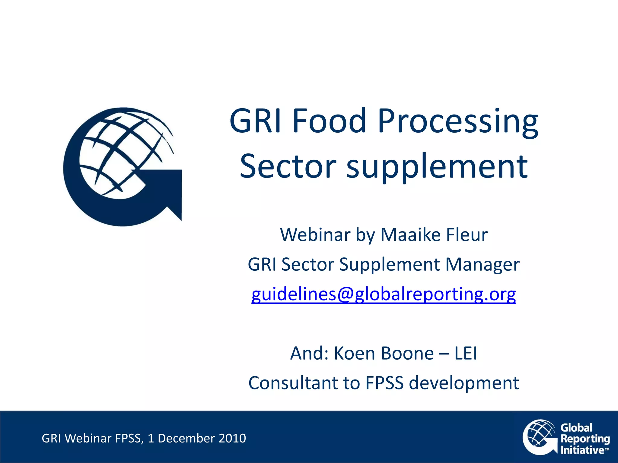 inar G food processing sector supplement 1 december 2010 PPT
