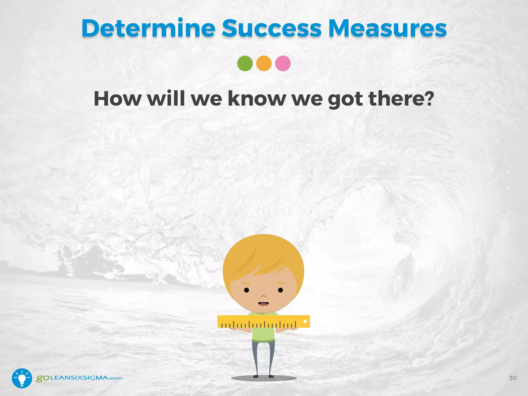 Determine Success Measures
30
How will we know we got there?
 