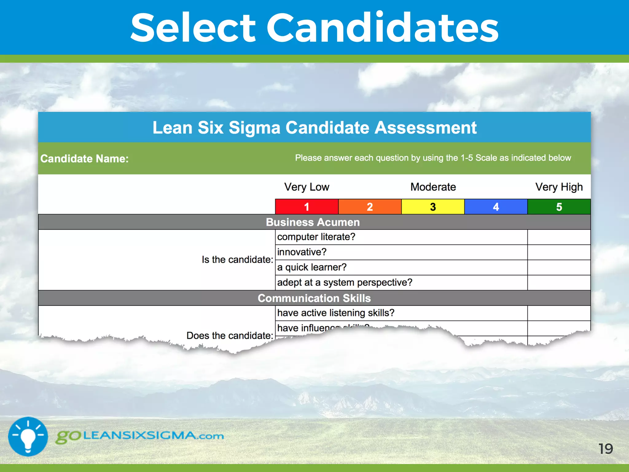 9/10/2017
Select Candidates
19
 
