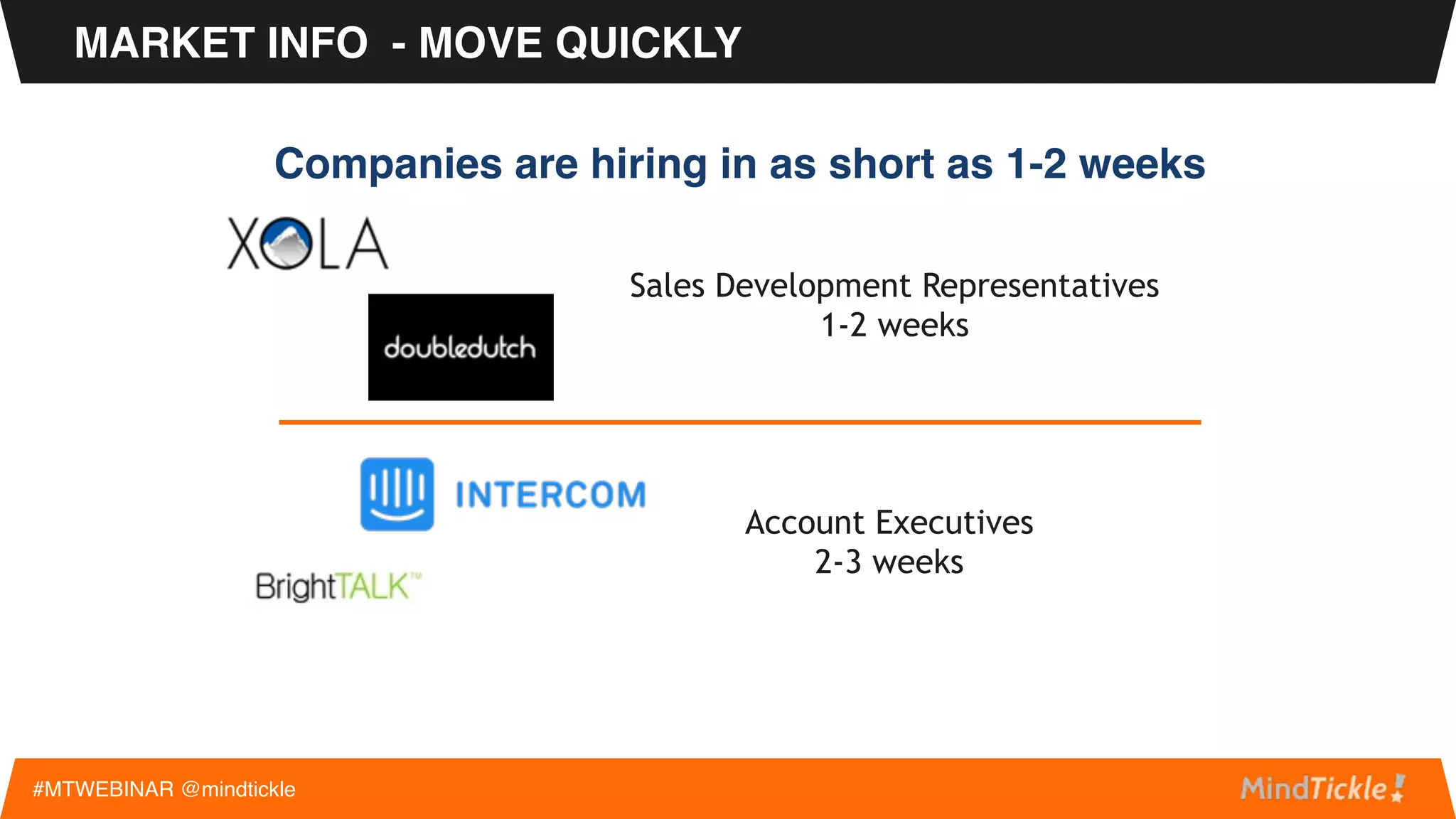 MARKET INFO - TIME TO HIRE
#MTWEBINAR @mindtickle
 