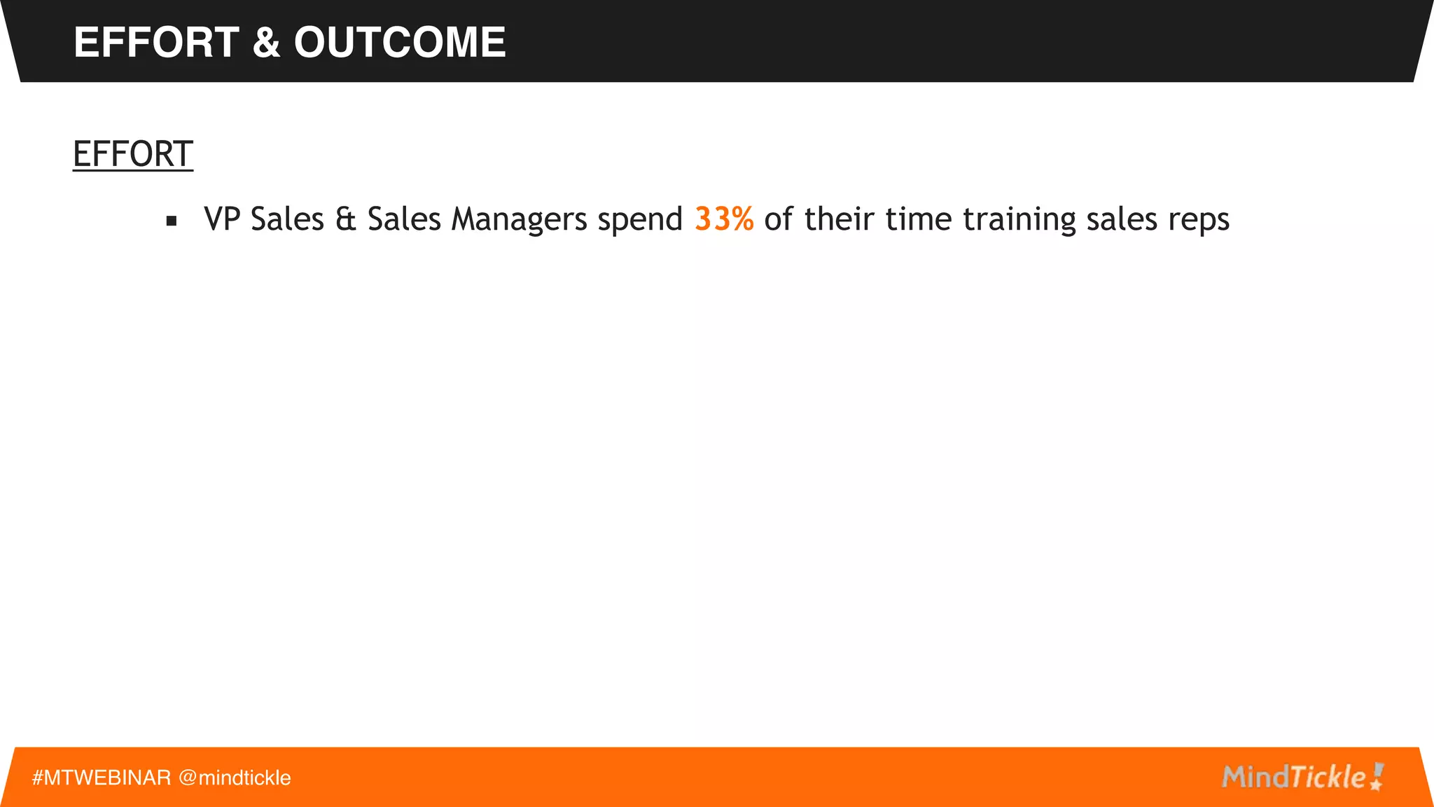 OPPORTUNITY
#MTWEBINAR @mindtickle
How you can create 7%+ additional Revenue Generation Capacity with an effective
onboarding plan
Our sales reps make their 1st sale a week
earlier and are fully ramped 40 days earlier
- Chuck Marcouiller, Director Sales Enablement at Avalara
on their Onboarding Program Results
 
