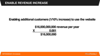 #MTWEBINAR @mindtickle
MANAGE COST
Mitigating risk to revenue from down time:
$16,000,000,000 revenue per year = $30,441
r...