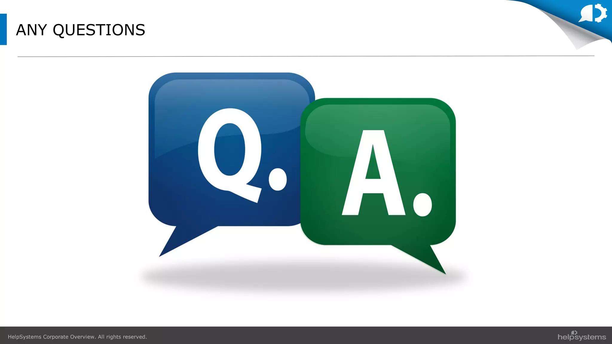HelpSystems Corporate Overview. All rights reserved.
ANY QUESTIONS
 