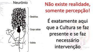 65
Neurônio
Não existe realidade,
somente percepção!
É exatamente aqui
que a Cultura se faz
presente e se faz
necessário
intervenção
 