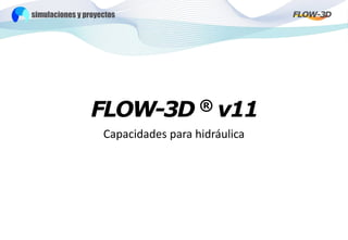 FLOW-3D ® v11
Capacidades para hidráulica
 