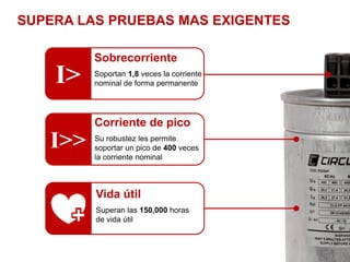 SUPERA LAS PRUEBAS MAS EXIGENTES
I>
Sobrecorriente
Soportan 1,8 veces la corriente
nominal de forma permanente
Corriente de pico
Su robustez les permite
soportar un pico de 400 veces
la corriente nominal
Vida útil
Superan las 150,000 horas
de vida útil
I>>
 