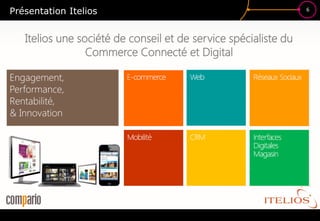 Présentation Itelios                                             6




   Itelios une société de conseil et de service spécialiste du
                 Commerce Connecté et Digital

Engagement,
Performance,
Rentabilité,
& Innovation
 