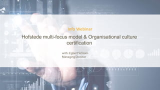 Info Webinar
Hofstede multi-focus model & Organisational culture
certification
with: Egbert Schram
Managing Director
 