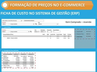 FORMAÇÃO DE PREÇOS NO E-COMMERCE
FICHA DE CUSTO NO SISTEMA DE GESTÃO (ERP)
Item Comprado – revenda
 
