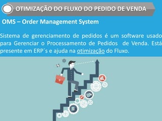 OTIMIZAÇÃO DO FLUXO DO PEDIDO DE VENDA
OMS – Order Management System
Sistema de gerenciamento de pedidos é um software usado
para Gerenciar o Processamento de Pedidos de Venda. Está
presente em ERP´s e ajuda na otimização do Fluxo.
 