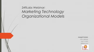 249Labs Webinar:
Marketing Technology
Organizational Models
Joseph Kurian
CEO, 249Labs
July 17, 2015
249labs.com
 
