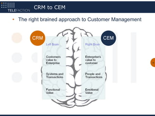 CRM to CEM

• The right brained approach to Customer Management




                                                      16
 