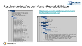 Resolvendo desaﬁos com Yocto - Reprodutibilidade
https://layers.openembedded.org/layerindex/branc
h/kirkstone/layer/meta-ti-bsp/
 