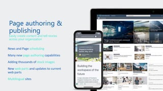 WithumSmith+Brown, PC | BE IN A POSITION OF STRENGTH
20
SM
Easily create content and tell stories
across your organization
scheduling
page authoring
stock images
web parts
Multilingual
 