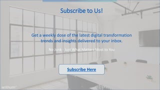 WithumSmith+Brown, PC | BE IN A POSITION OF STRENGTH
28
SM
Subscribe to Us!
Get a weekly dose of the latest digital transformation
trends and insights delivered to your inbox.
No Junk - Just What Matters Most to You
Subscribe Here
 