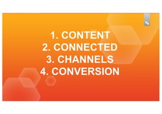 1. CONTENT
2. CONNECTED
3. CHANNELS
4. CONVERSION

 