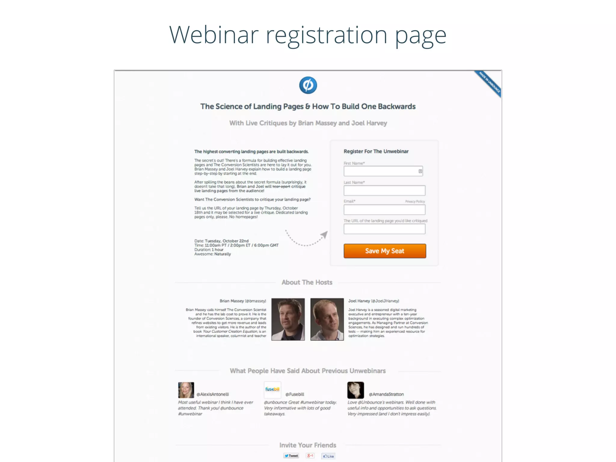 Webinar registration page
 