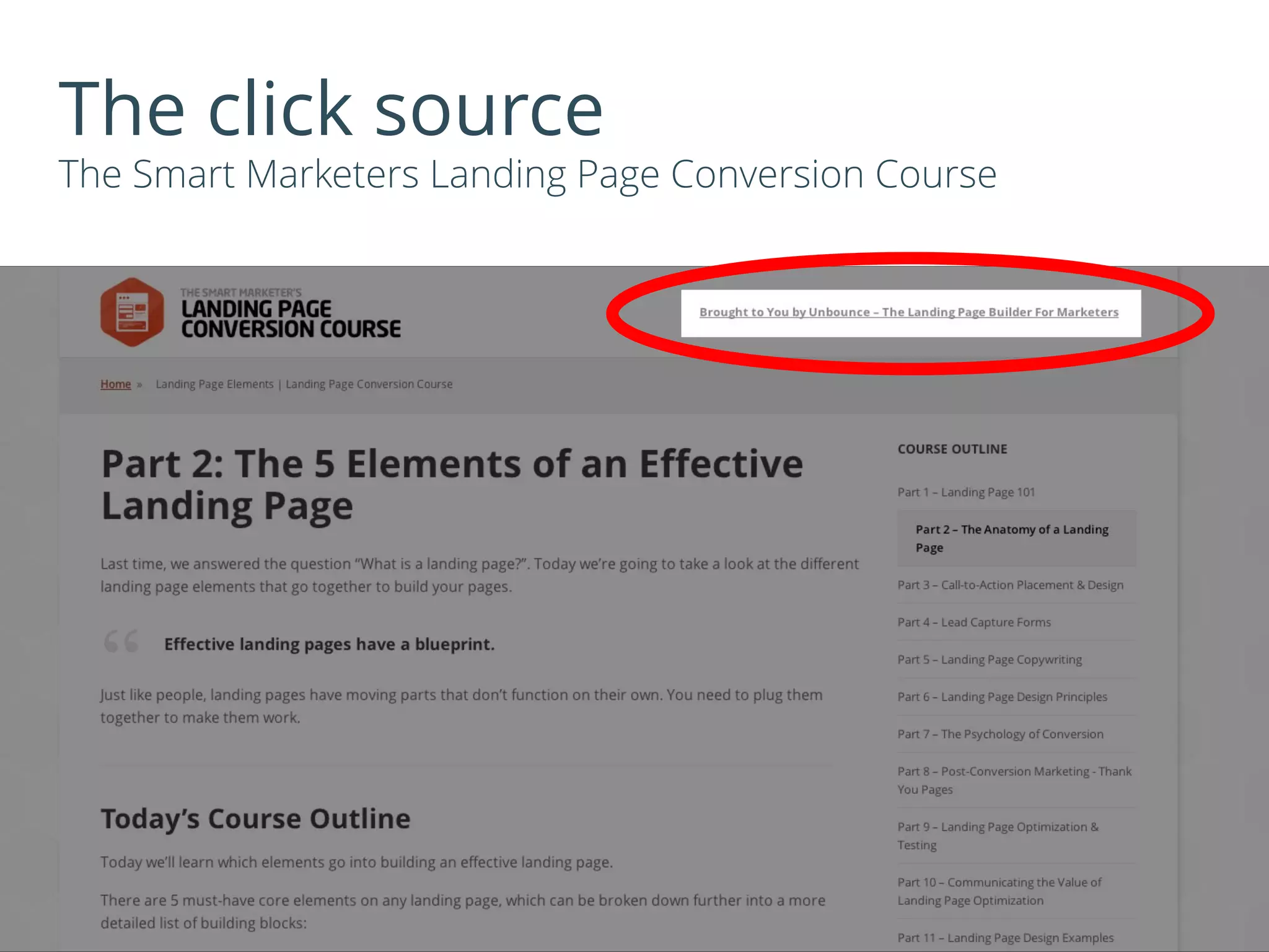 The click source
The Smart Marketers Landing Page Conversion Course
 