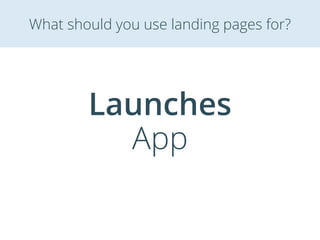 Launches
App
What should you use landing pages for?
 