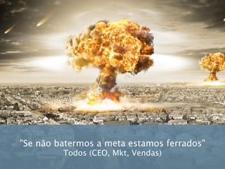 "Se não batermos a meta estamos ferrados"
Todos (CEO, Mkt, Vendas)
 