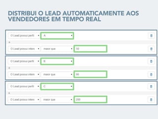 DISTRIBUI O LEAD AUTOMATICAMENTE AOS
VENDEDORES EM TEMPO REAL
 
