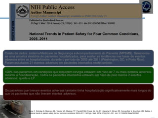 Wang Y, Eldridge N, Metersky ML, Verzier NR, Meehan TP, Pandolfi MM, Foody JM, Ho SY, Galusha D, Kliman RE, Sonnenfeld N, Krumholz HM, Battles J.
National trends in patient safety for four common conditions 2005–2011. N Engl J Med. 2014;370(4):341–351. doi: 10.1056/NEJMsa1300991
 